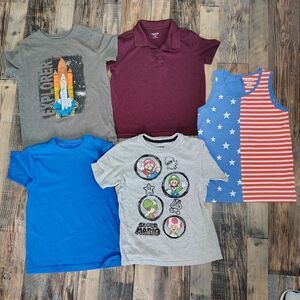 Boys Assorted T-Shirts Tank Top Lot Size S(6-7) Super Mario Old Navy Jack & Cat